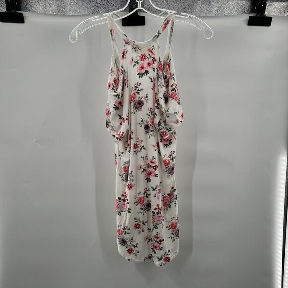 No Comment Cold Shoulder Short Sleeve Floral Top Hi-Low Womens Size Small - Picture 5 of 12